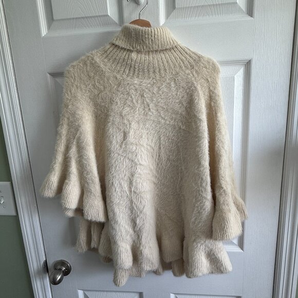 Anthropologie Poncho Style Cream Colored Women's Sweater - Picture 6 of 15